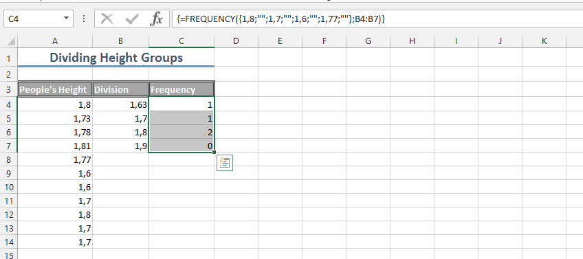 Height Division with Frequency Function